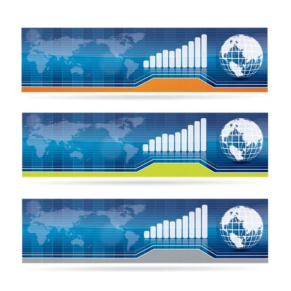 Business banner set with graph — Stock Vector