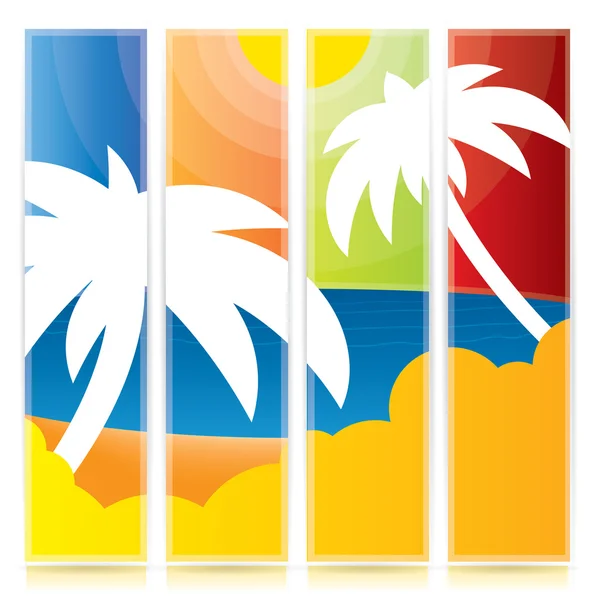 Tropikal vektörel banner palmiye ağaçları ile ayarla — Stok Vektör