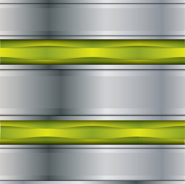 Стальной металлический векторный фон с некоторыми зелеными элементами

