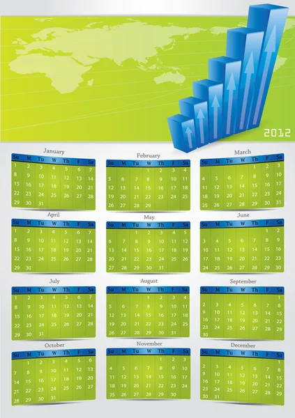 灰色 2012年矢量日历与金融横幅 — 图库矢量图片