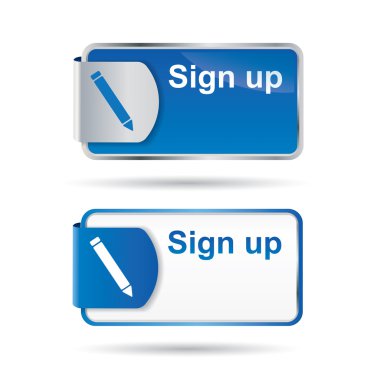 Sign up button or icon with reflective design clipart