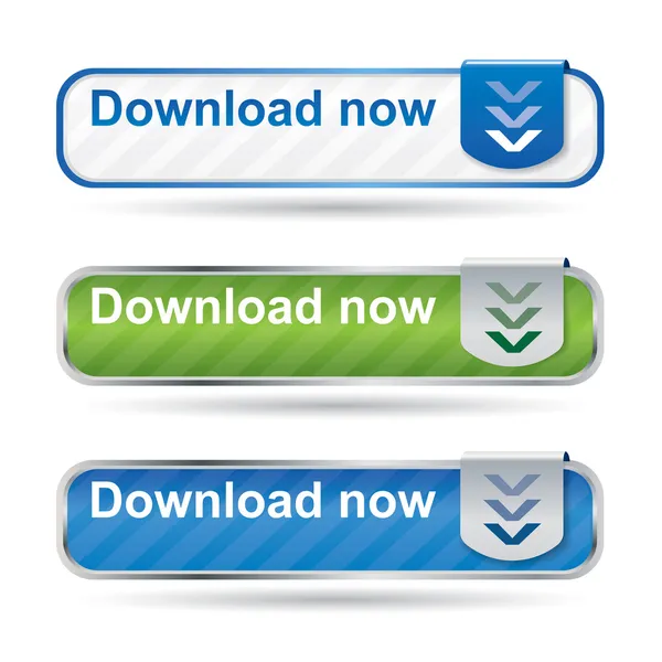 Botão de download definido com reflexão e ícone —  Vetores de Stock