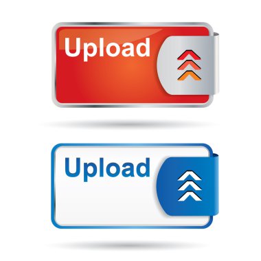 Upload button with reflection and icon clipart