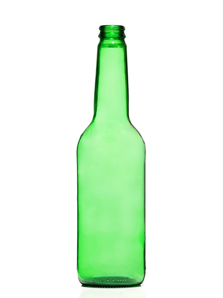 Zelené a skleněná láhev izolovaných na bílém pozadí — Stock fotografie