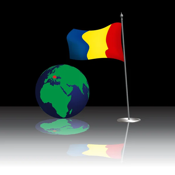 Graficzny ilustracja rumuński flagowy i świecie — Wektor stockowy