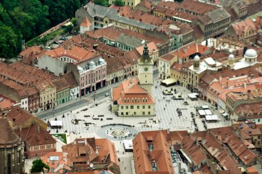 An upper view from Tampa with Piata Sfatului from Brasov city, Romania clipart