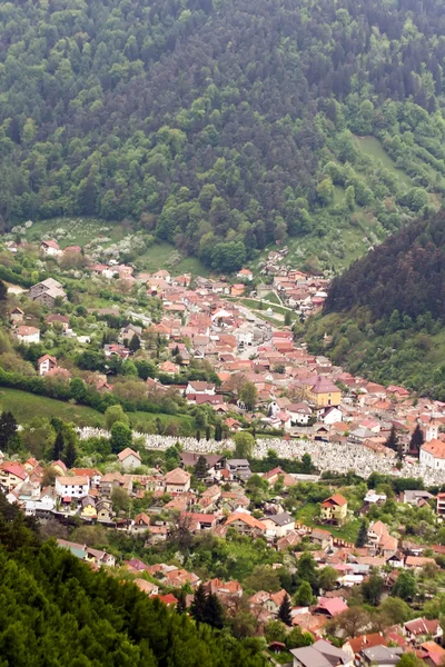 Aerial view over old part of Brasov city — Stock Photo, Image