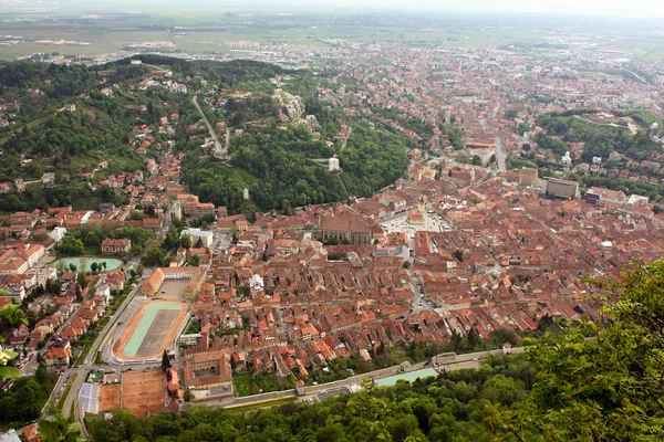 An upper view from Tampa with old center of Brasov city — Stock Photo, Image