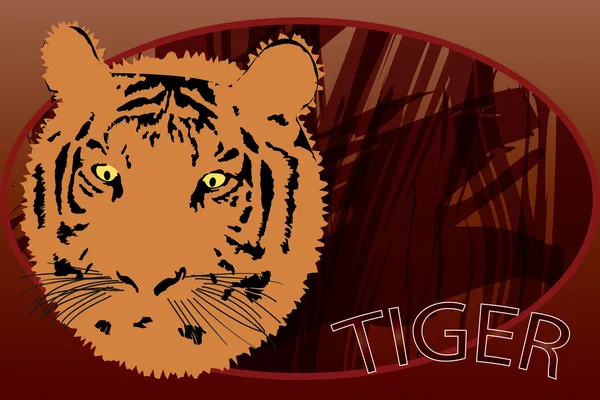 Γραφική απεικόνιση της τίγρης πορτρέτο πέρα από το υπόβαθρο του σαφάρι — Διανυσματικό Αρχείο