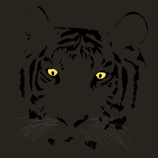 Grafisk illustration av tiger ansikte med uttrycksfullt utseende — Stock vektor