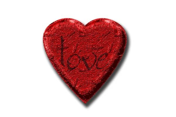 Liebesbriefe über rotem metallischem Herz — Stockfoto