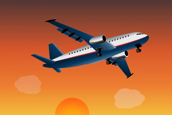 Illustrazione grafica di aeroplano commerciale che cosa sta volando via . — Vettoriale Stock