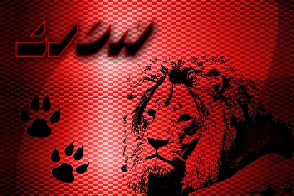 Grafisk illustration av lejon hane över kol bakgrund — Stockfoto