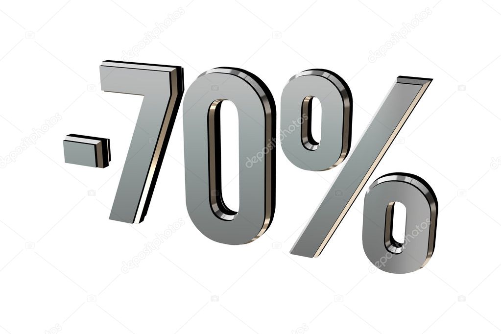 Percentage as symbol of shopping discounts up to 70