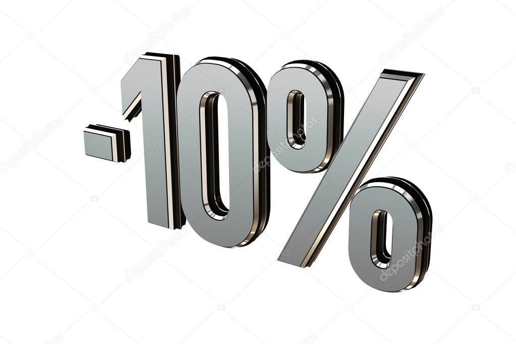 Percentage as symbol of shopping discounts up to 10