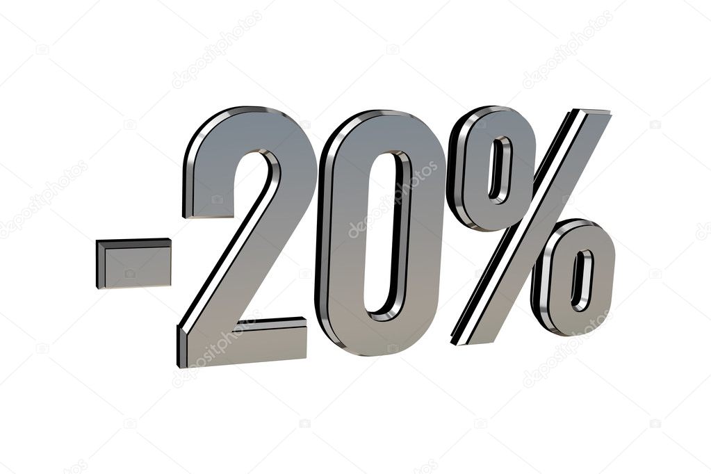 Percentage as symbol of shopping discounts up to 20