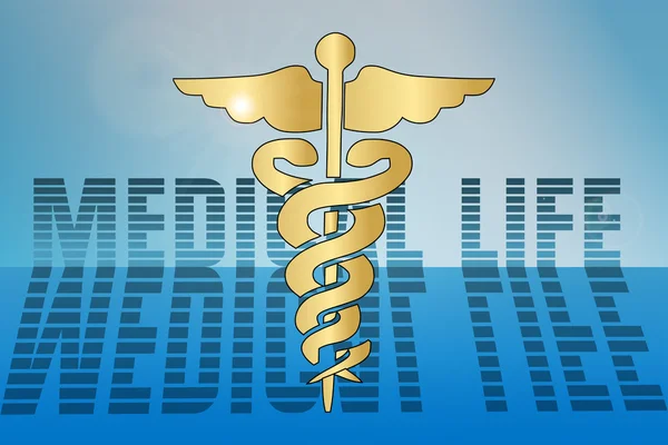 3D-Darstellung medizinischer Zeichen auf blauem Hintergrund — Stockvektor