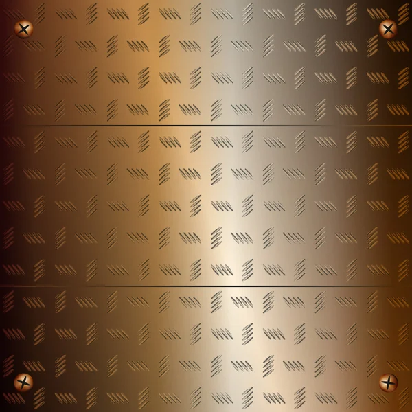 Ilustración gráfica de placas doradas fijadas con tornillos — Vector de stock