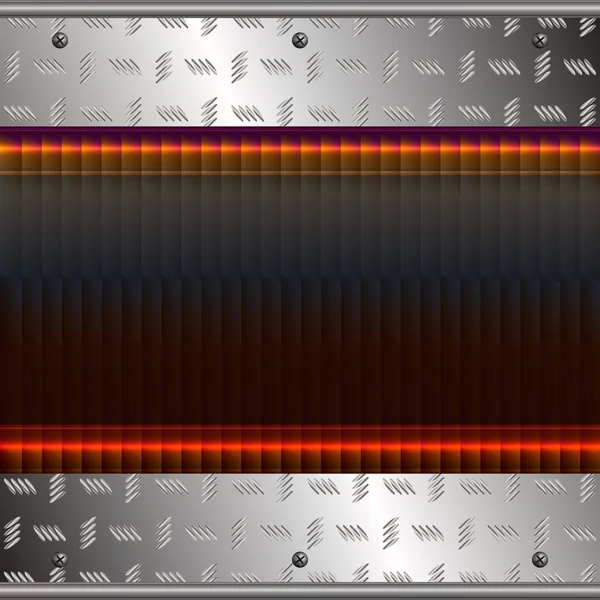 Illustrazione grafica dello sfondo tecnologico con lastre cinte su metallo — Vettoriale Stock