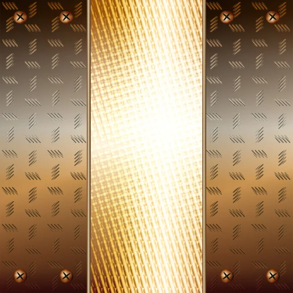 Grafisk illustration av teknik bakgrund med metall pläterar och guld — Stock vektor