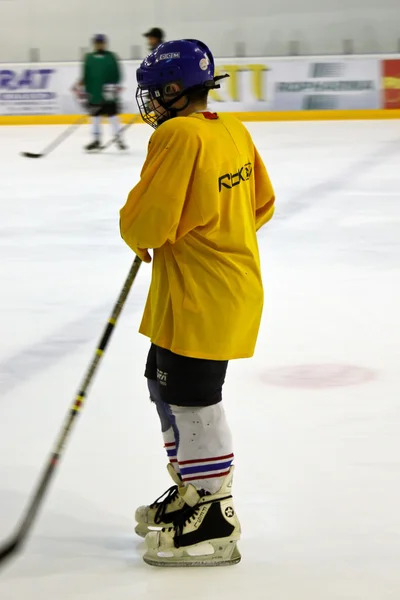 Jugador de hockey en plan en el estadio Brasov — Foto de Stock