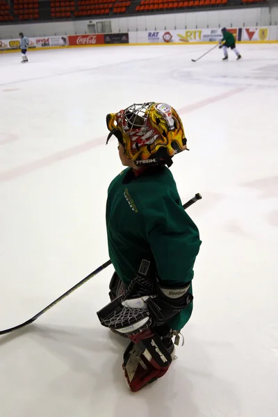Jogador de hóquei no gelo seguindo o programa de treino — Fotografia de Stock