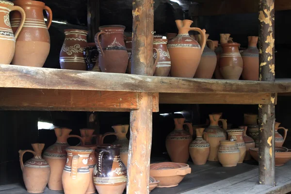 Clay pots with floral patterns — Stock Photo, Image