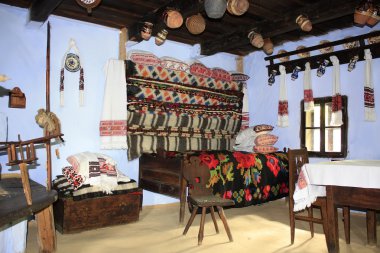 Decorated room of Transylvanian house, Romania clipart