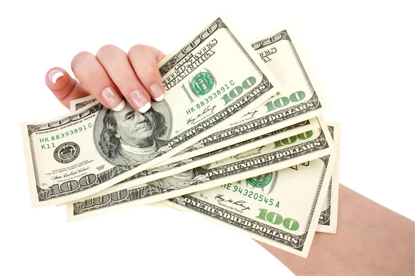 Money in a giving hand — Stock Photo, Image