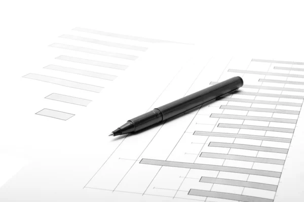 Ручка и финансовый отчет — стоковое фото