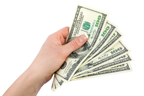 Dinheiro em uma mão dando — Fotografia de Stock