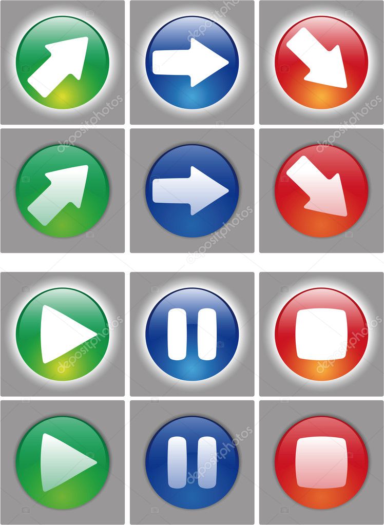 Arrows and player button Icon set.