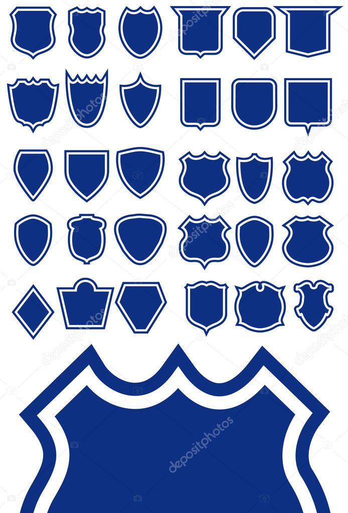 Shield shape template set - design element collection. Easy to edit.