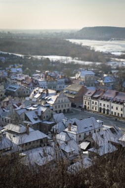 Kış kazimierz dolny şehir panoraması