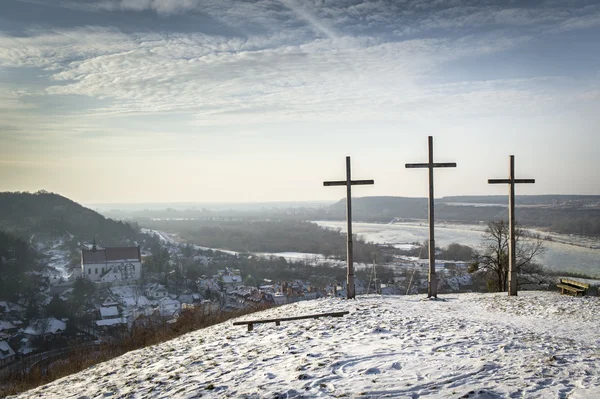 Tramonto sulla collina delle Tre Croci a Kazimierz Dolny — Foto Stock