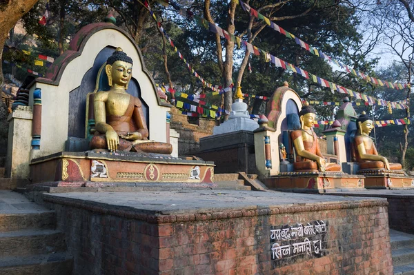 Standbeeld van Boeddha's in swayambhunath tempel — Stockfoto