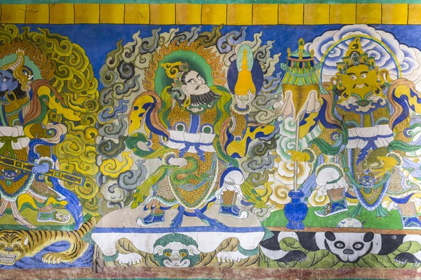 Tibetské malba na stropě monestery — Stock fotografie