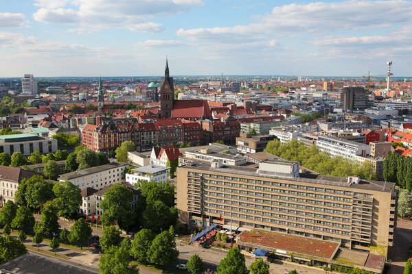 View on the center of Hannover, Germany.