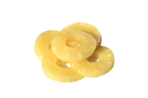 Yellow canned pineapple rings, vegetarian food — Stock Photo, Image