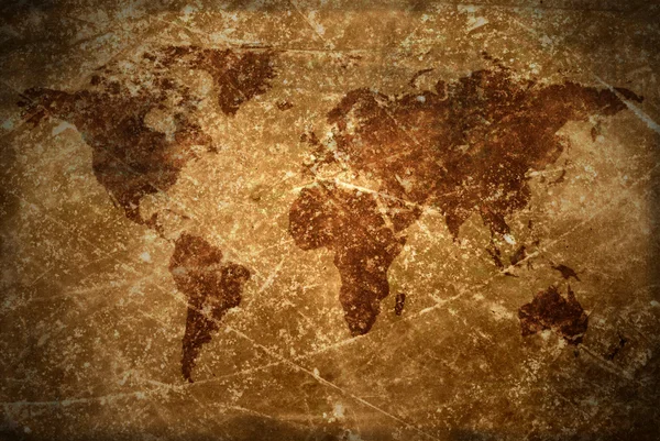 Aged vintage world map texture and background — Stock Photo, Image
