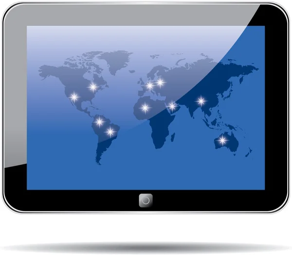Mappa del mondo sul tablet sxreen. EPS10. — Vettoriale Stock
