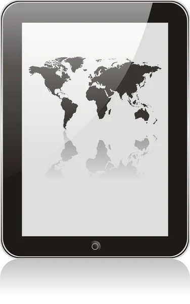 Mapa do mundo em tablet sxreen. Sem efeitos de transparência. Apenas EPS8. — Vetor de Stock
