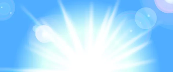 Vector sun on blue sky with lenses flare, eps10 — Stock Vector