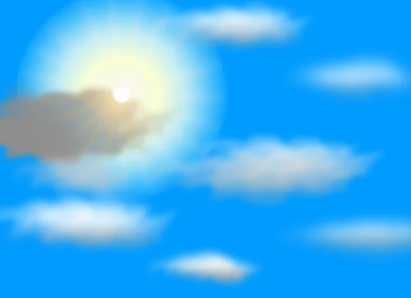 Sole vettoriale su cielo blu con bagliore di lenti, eps10 — Vettoriale Stock