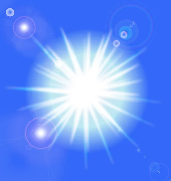 Sol vectorial en el cielo azul con destellos de lentes, eps10 — Archivo Imágenes Vectoriales
