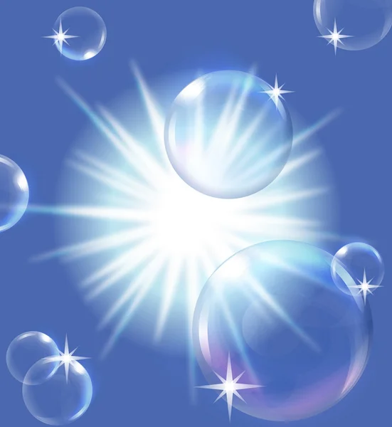 Sonne am blauen Himmel mit Blasen, EPS10 — Stockvektor