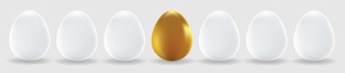 One gold egg and white easter eggs clipart