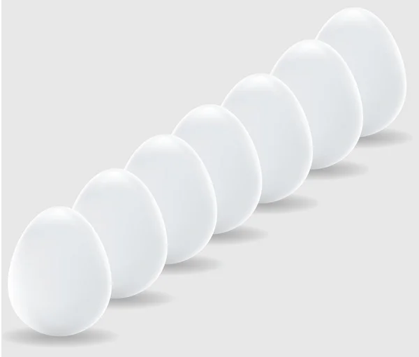 Uova bianche in fila, simbolo vettoriale pasquale — Vettoriale Stock