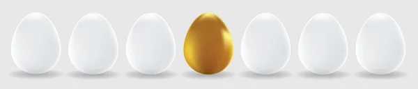 Bir altın yumurta ve beyaz yumurta — Stok Vektör