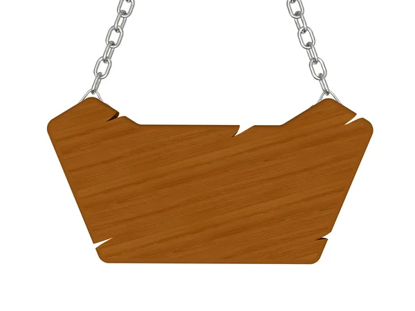 Letrero de madera estrellado con cadena aislada en blanco — Foto de Stock